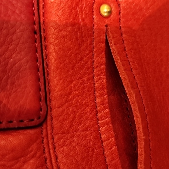 B MAKOWSKY Plushy Soft Red Leather Shoulder Bag with Gold Hardware Bottom Studs - Picture 8 of 16